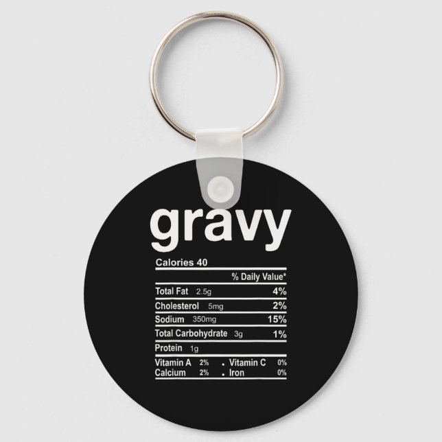 Gravy Nutrition Facts Funny Thanksgiving Christmas Keychain (Front)