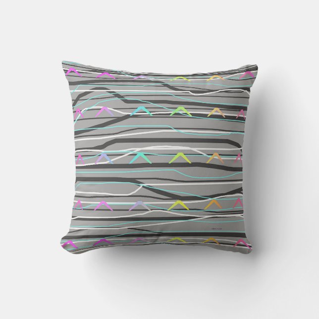 GRAY ABSTRACT HOUSEWARMING GIFT THROW PILLOW (Front)
