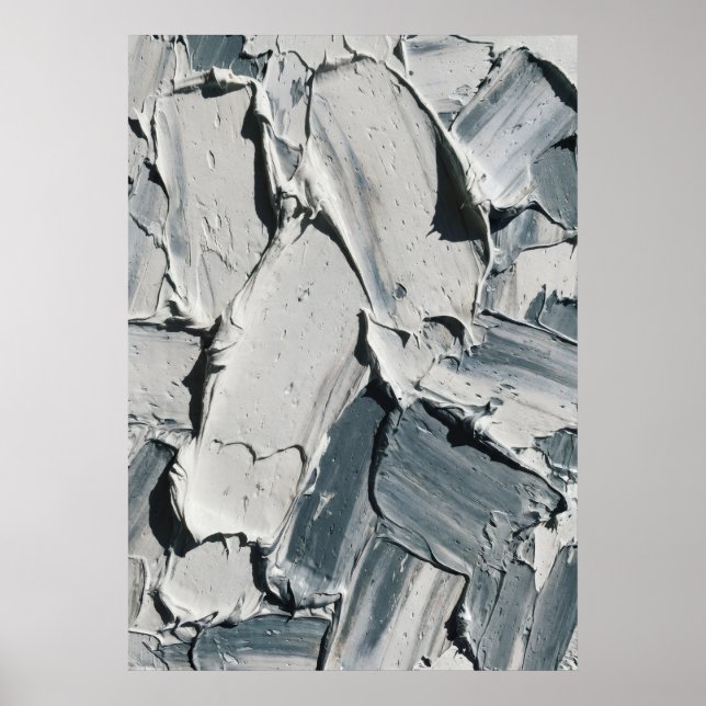 Gray Abstract Impasto Art Print | Palette Knife Te (Front)