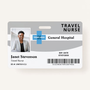 Gray Add Your Logo Hospital Employee Photo ID Badge