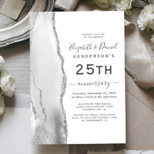 Gray Agate Silver 25th Anniversary Invitation