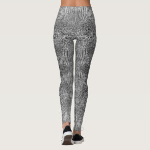 Gray Alligator Leather  Leggings