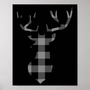 Gray And Black Buffalo Plaid Flannel Christmas Dee Poster