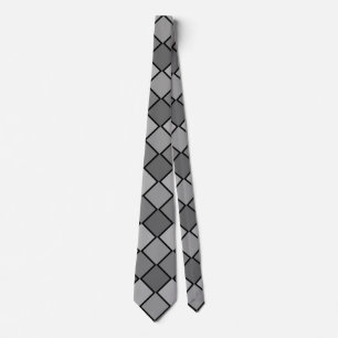 Gray and Black Checked Necktie
