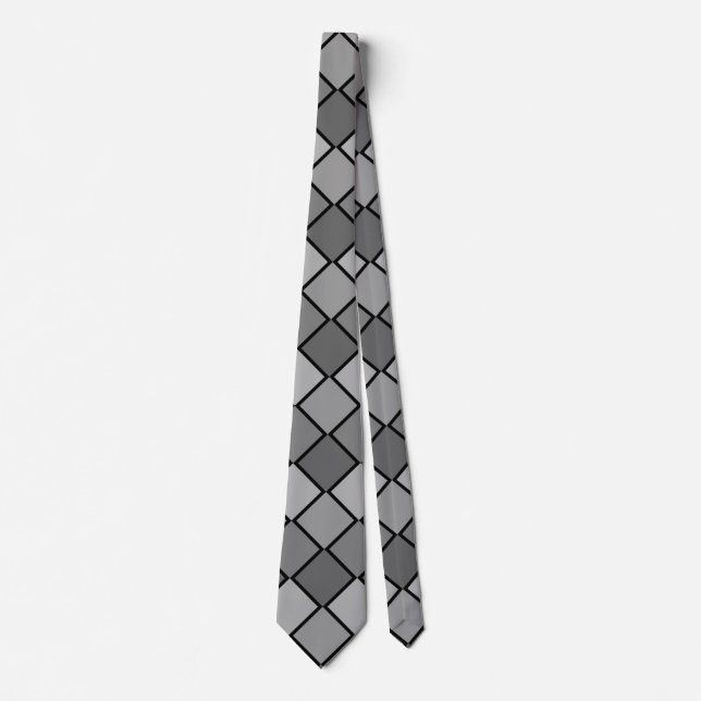 Gray and Black Checked Necktie (Front)