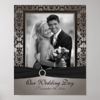 Gray and Black Damask Photo Frame Insert