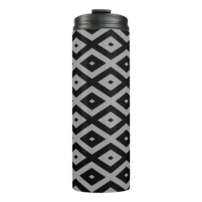 Gray and black diamond pattern thermal tumbler (Front)
