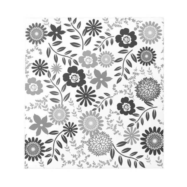 Gray and black pattern floral notepad (Front)