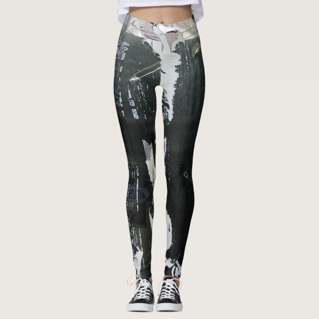 Gray and Black photo Leggings (Front)