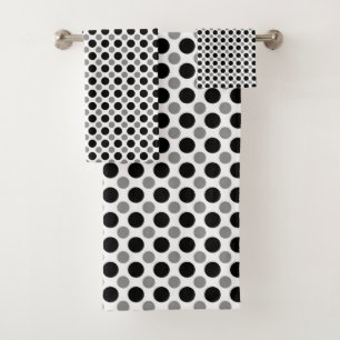 Gray and black polka Dots  Bath Towel Set