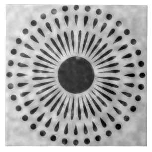 Gray and Black Sunburst Tile Decorative Art