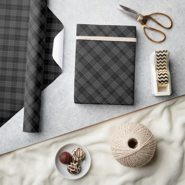 Gray and Black Tartan Wrapping Paper (Crafts)