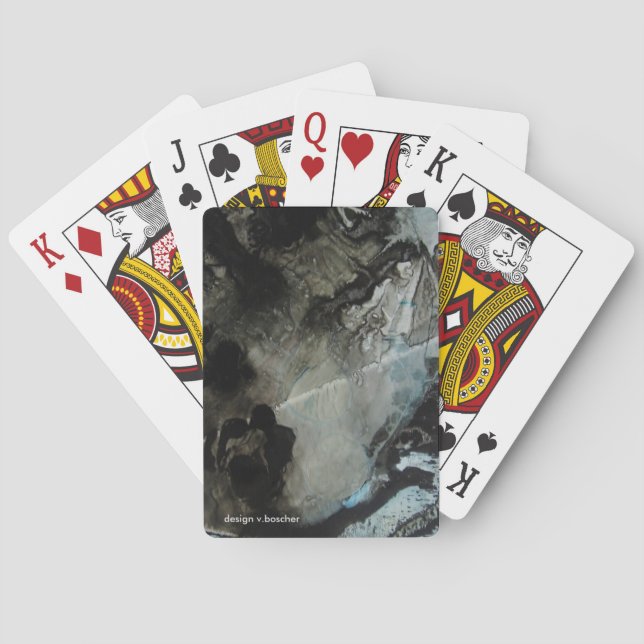GRAY AND BLUE INK DESIGN PLAYING CARDS (Back)