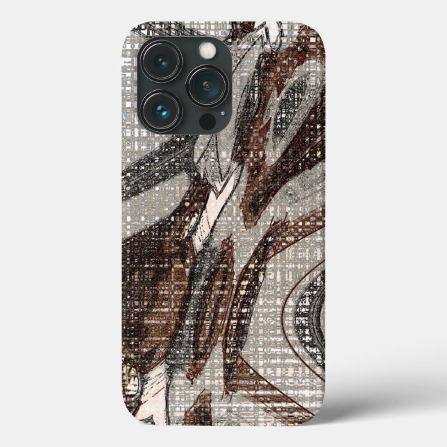 Gray and Brown Abstract Art Case-Mate iPhone Case (Back)