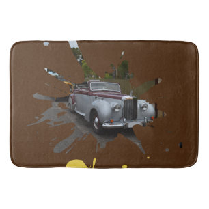 Gray And Burgundy Vintage Classic Car, Bath Mat
