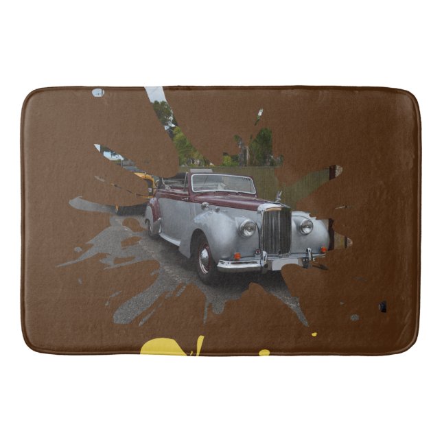 Gray And Burgundy Vintage Classic Car, Bath Mat (Front)