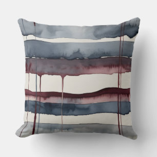 Gray and Burgundy Watercolor  Throw Pillow
