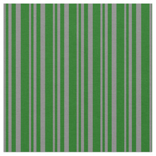 Gray and Dark Green Colored Lines Pattern Fabric