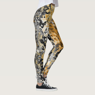 Gray and Gold Abstract Leggings