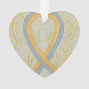 Gray and Gold Awareness Ribbon Angel Ornements