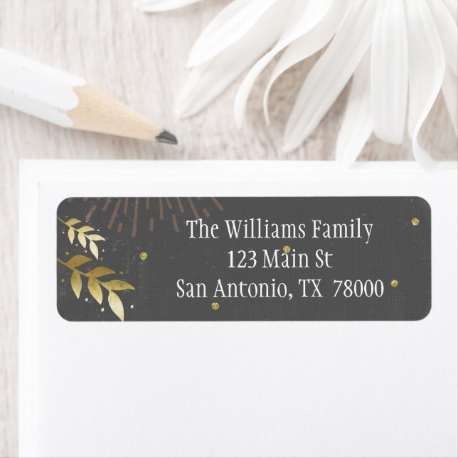 Gray and Gold Holiday Adresse de retour (En situation)
