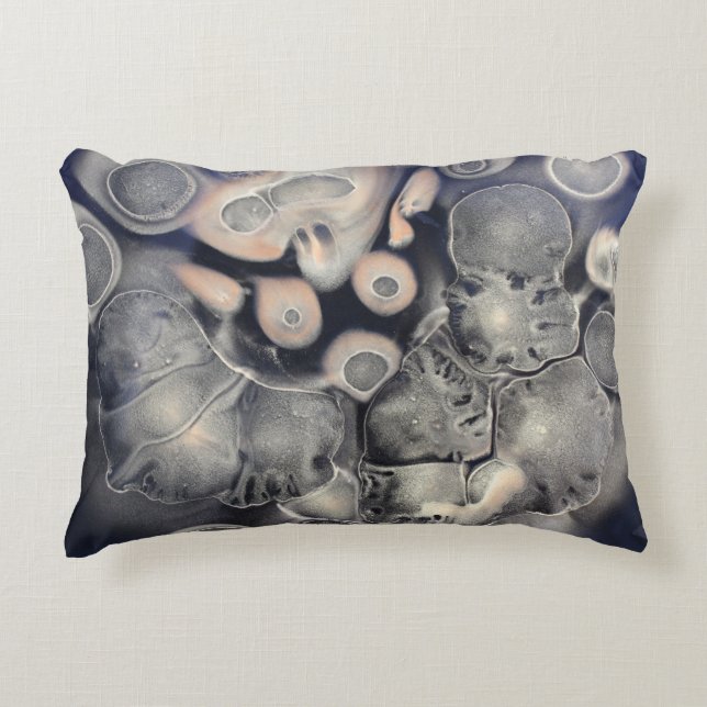 Gray and pink abstract artwork accent pillow (Front)