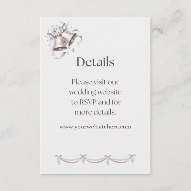 Gray and Pink Bells Details Insert for Invitation (Front)