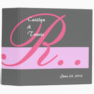 Gray and Pink Wedding Monogram R Planner A004 Binder