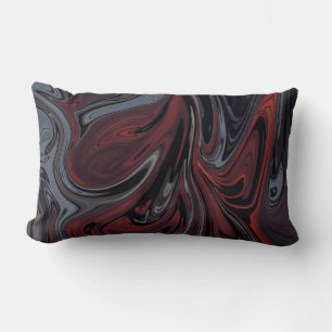 Gray and red abstract painting lumbar pillow