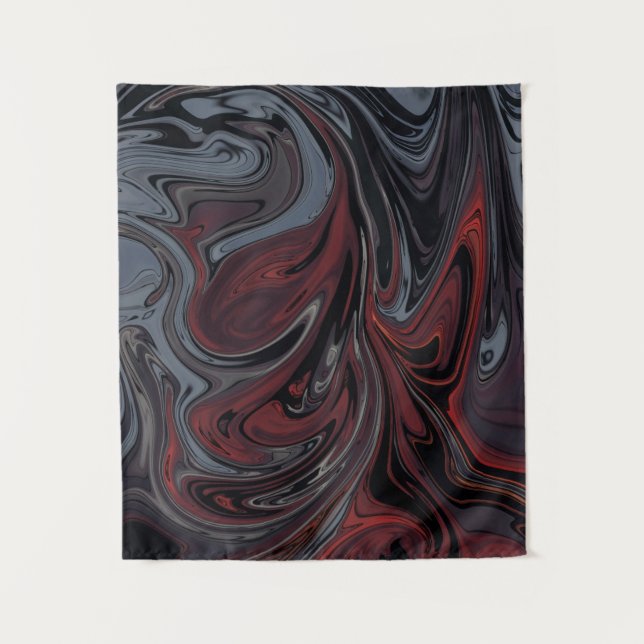 Gray and red abstract painting tapestry (Front)