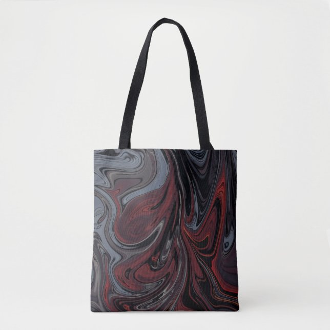 Gray and red abstract painting tote bag (Front)