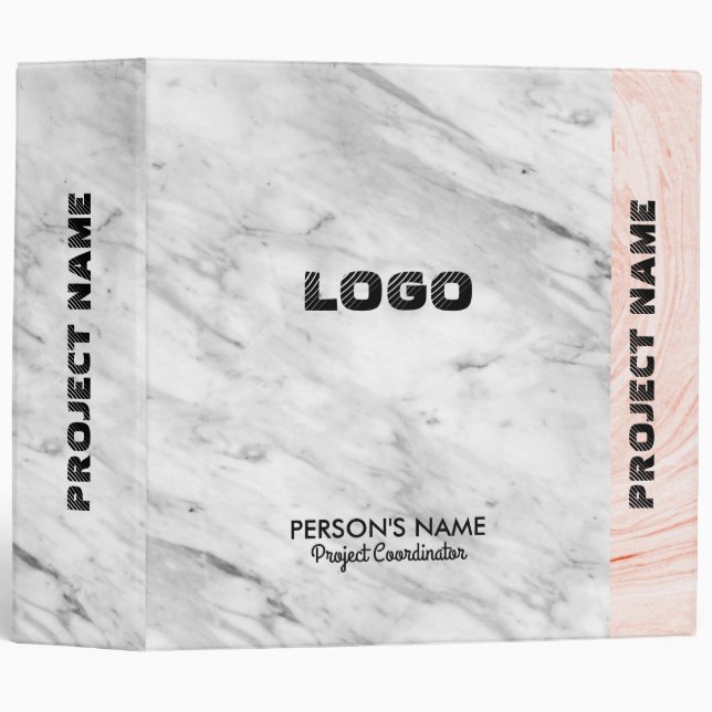 Gray And Rose-gold Marble Texture Look Binder (Front/Spine)