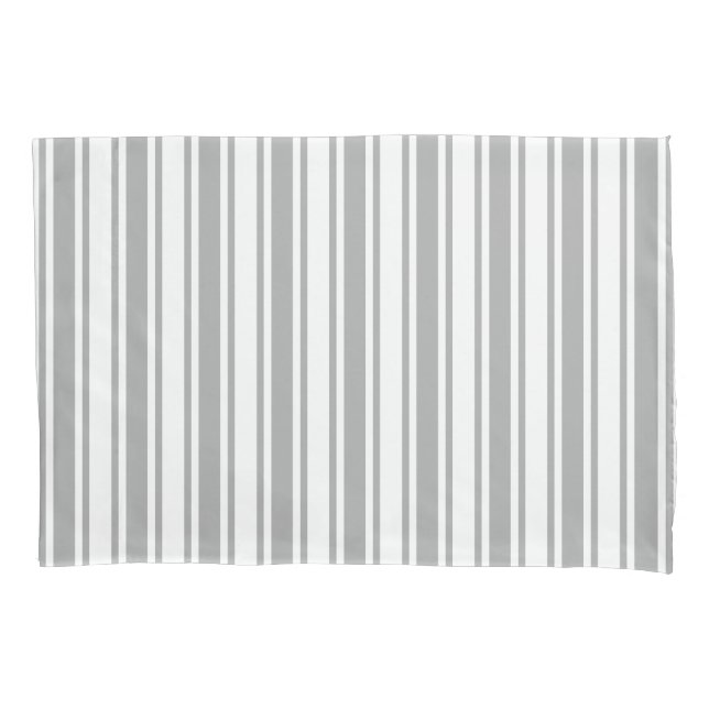 Gray and white candy stripes pillowcase (Front)
