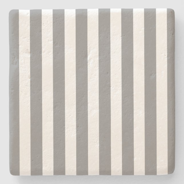 Gray and white candy stripes stone coaster (Front)