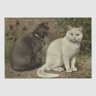 Gray and White Cat Ephemera Decoupage Tissue Paper