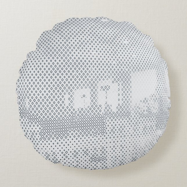 Gray and white checkered textile round pillow (Front)