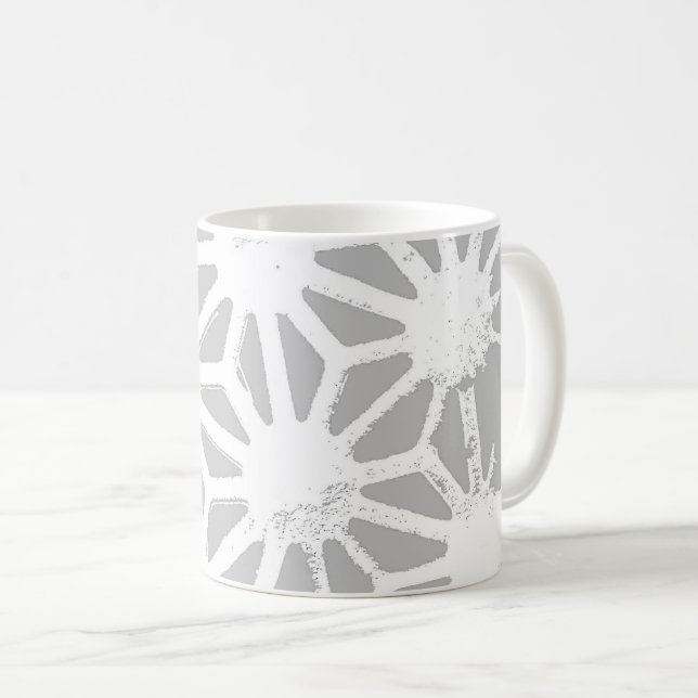 Gray and white geometric pattern coffee mug (Front Right)