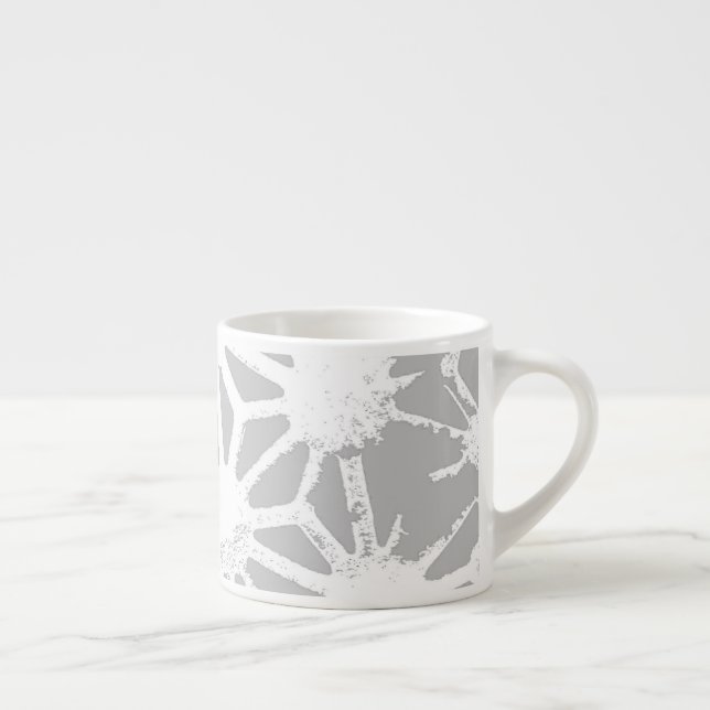 Gray and white geometric pattern espresso cup (Right)