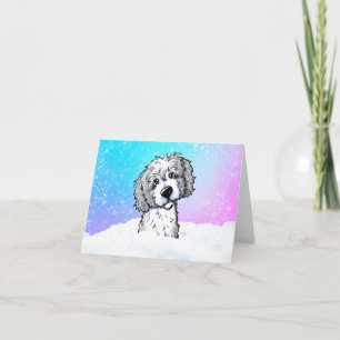 Gray and White Goldendoodle Card