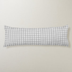 Gray and White Grid Striped Pattern Body Pillow