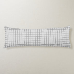 Gray and White Grid Striped Pattern Body Pillow