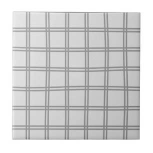 Gray and White Grid Striped Pattern Tile