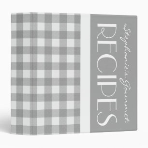 Gray and White Plaid Recipe Binder