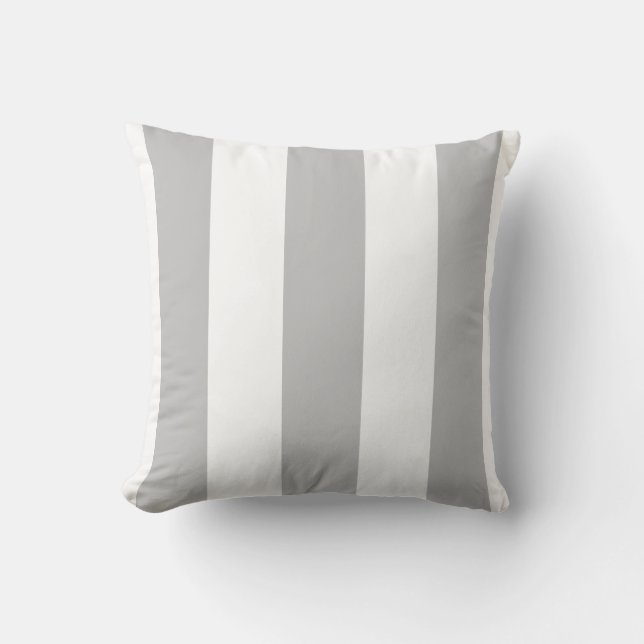 Gray And White Stripes Throw Pillow (Front)