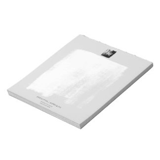 Gray Artistic Formal Monogram Name Unique Elegant Notepad