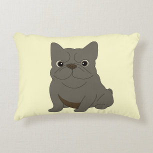 Gray Baby French Bulldog, Cream, Accent Pillow