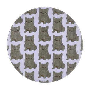 Gray Baby French Bulldog, purple, lavender Cutting Board