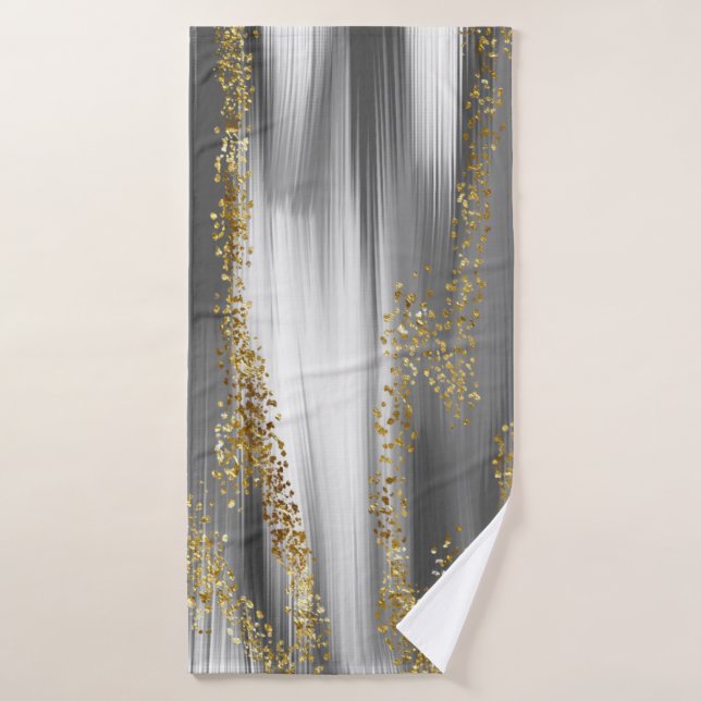 gray background with gold glitterart,gold,golden,a (Serviette de bain)