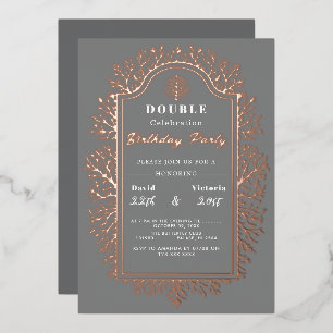 Gray Birth.. Double Celebration Foil Holiday Card