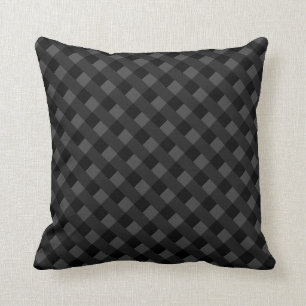 Gray Black Checked - Throw Pillow